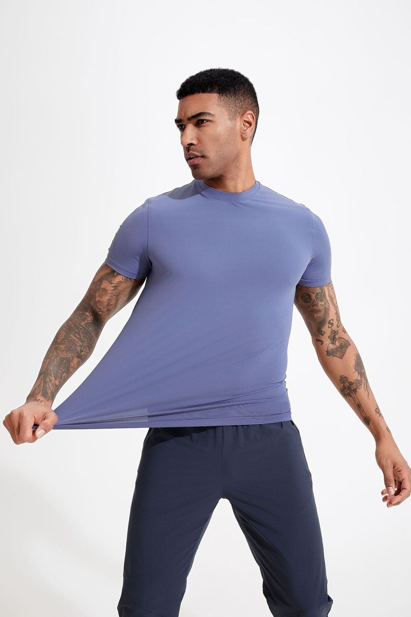 Erkek Giyim Sıkı Fitness Antrenman Hızlı Kuruyan Kısa Kollu Tişört Erkek Spor Elastik Sıkıştırma Karın Şekillendirici Giysiler Üstler_voghion.com