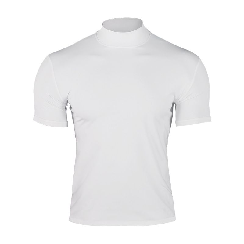 Sommer Neue Herren Casual T-Shirt Mode Halb Hoher Kragen Slim Fit Einfarbig Basis Hemd Trend_voghion.com