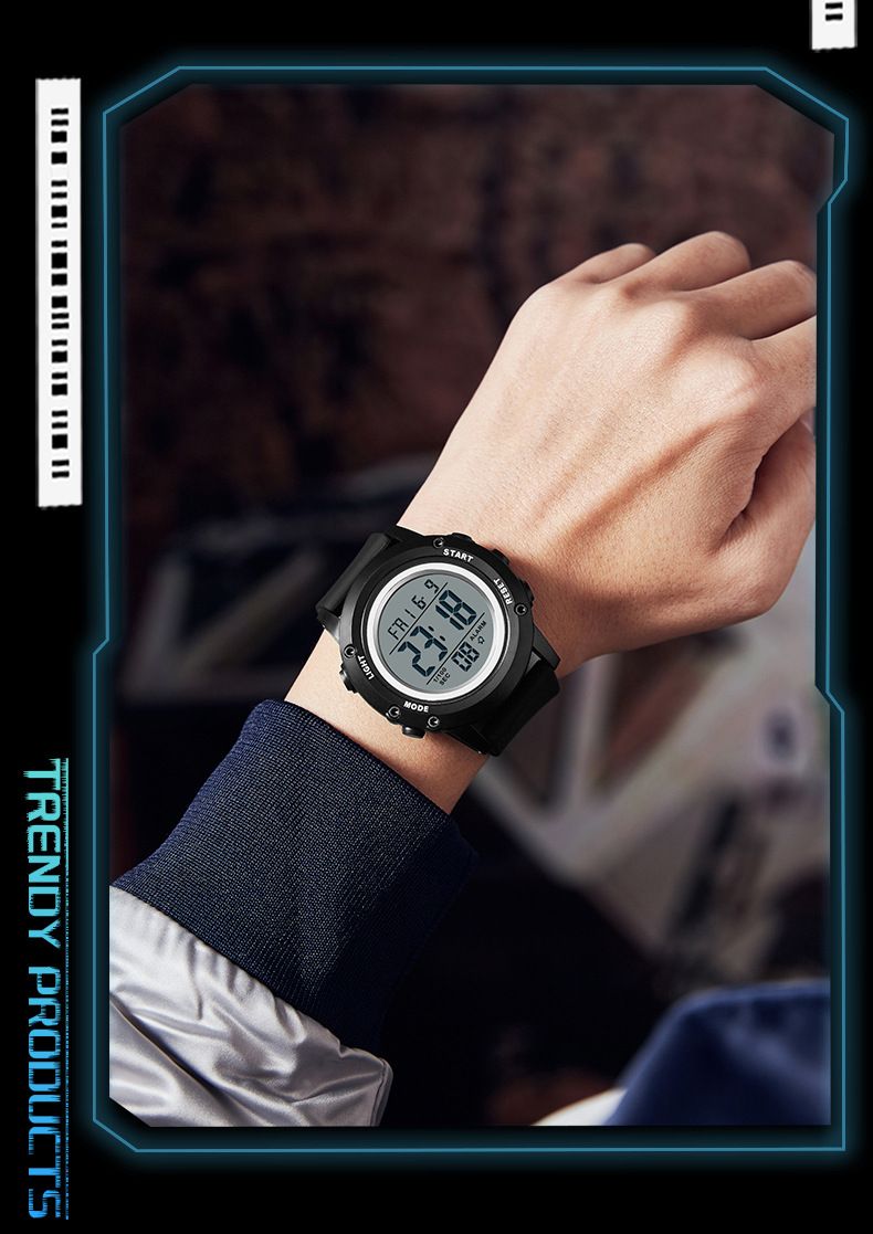 Orologio sportivo digitale con impermeabile fino a 50 m, sveglia multifunzione, cronometro, retroilluminazione a LED per uomini e donne, orologi elettronici per studenti multifunzione_voghion.com