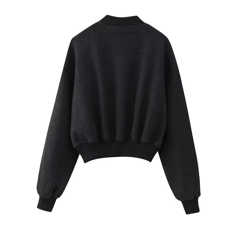Damenmode Herbst und Winter neue weiche kurze lockere lässige Baseballjacke_voghion.com