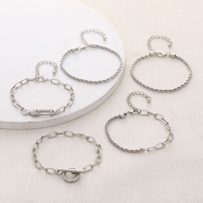 Carefully Selected New Fashion Jewelry Set: Stylish And Unique Pointed Diamond Braided Chain Bracelet Set Of 5_voghion.com