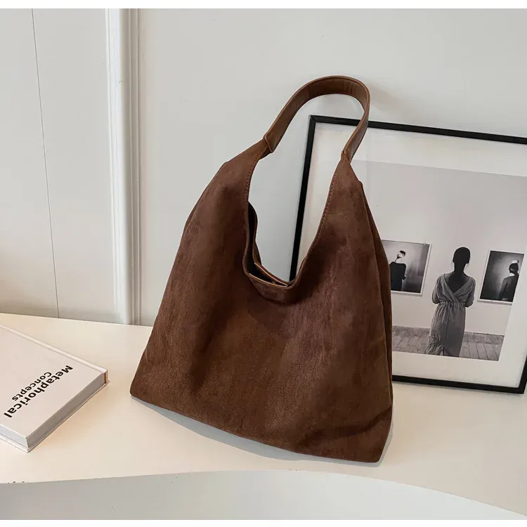 Borse a tracolla vintage da donna, grandi capacità, tinta unita, semplici, casual, da pendolare, retrò, per la spesa_voghion.com