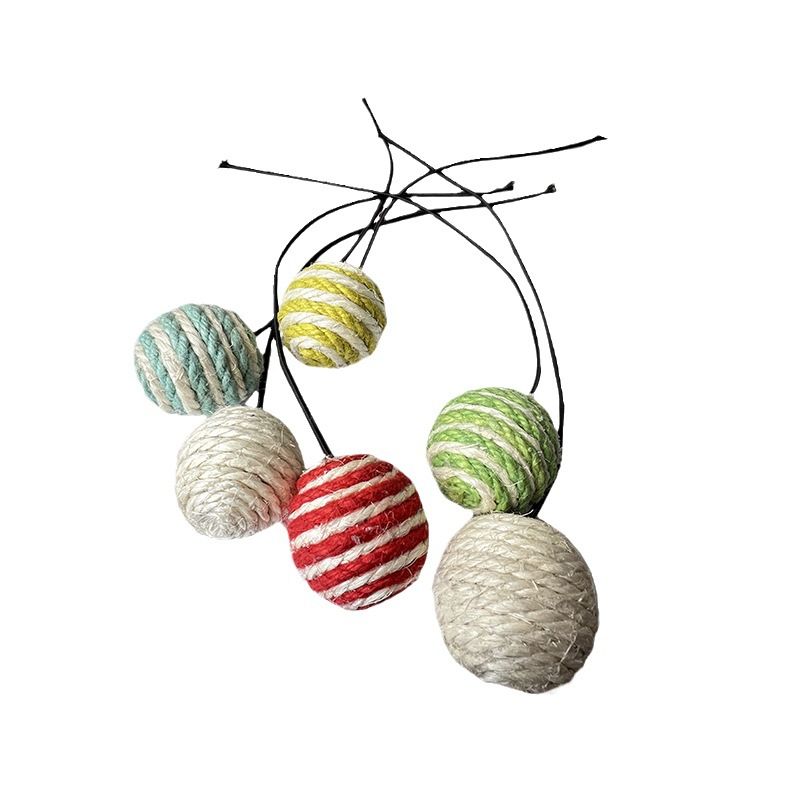 Accessori per strutture da arrampicata fai da te, giocattoli per gatti da appendere, corda di sisal, palla di peluche da appendere, contiene erba gatta, resistente per_voghion.com