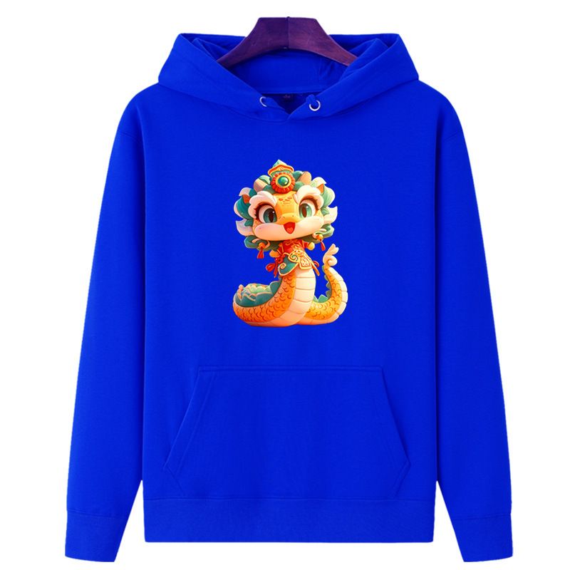 Felpa con cappuccio unisex rossa a maniche lunghe con fodera in pile, modello 2025 dell'anno zodiacale del serpente, giacca trendy per Capodanno 12_voghion.com