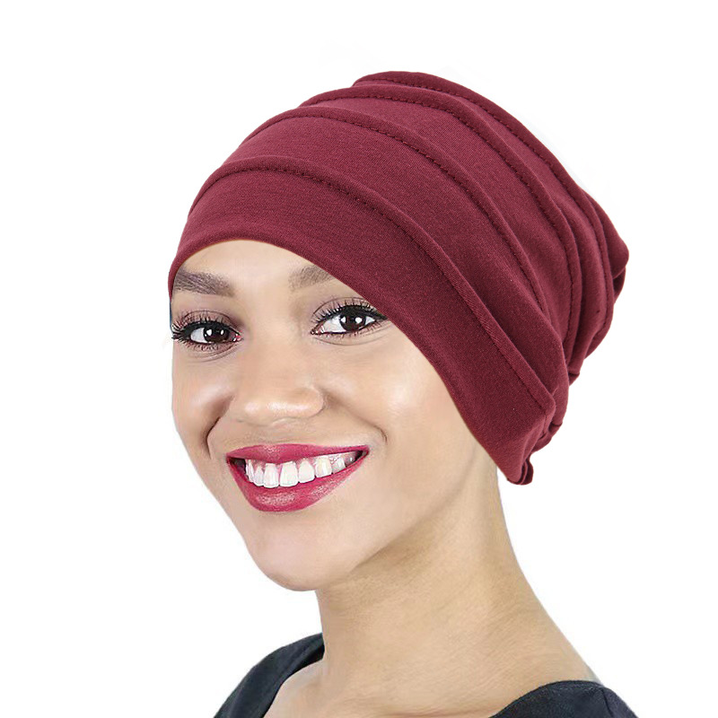 women's elastic pleated hexagonal hat Muslim base hat in stock_voghion.com