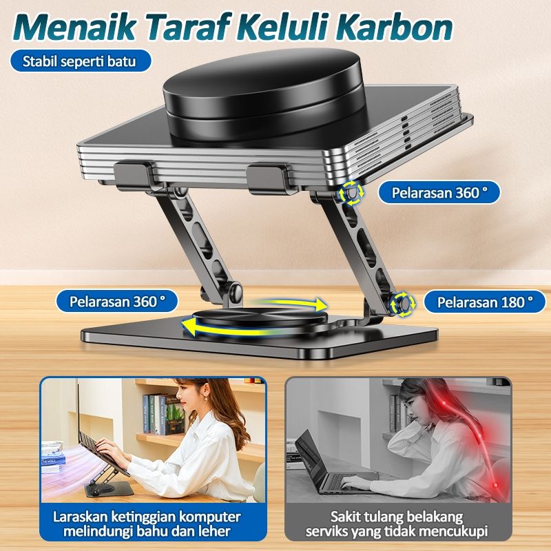 PACKONE Laptopställ Justerbart 360° Roterande Bas Ergonomiskt Hopfällbart Laptopställ För Skrivbord Silver_voghion.com