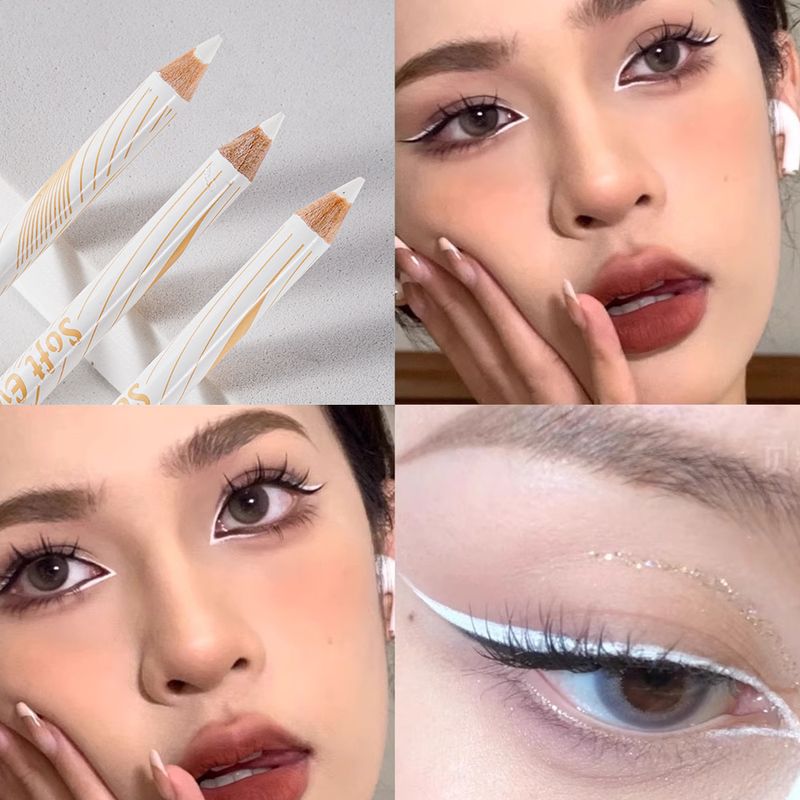 Eye Shadow & Liner Combination GIGIROSE White Eyeliner Pen, Eye Silkworm Pen, Brightens The Eye Head, Reduces Water And Sweat_voghion.com