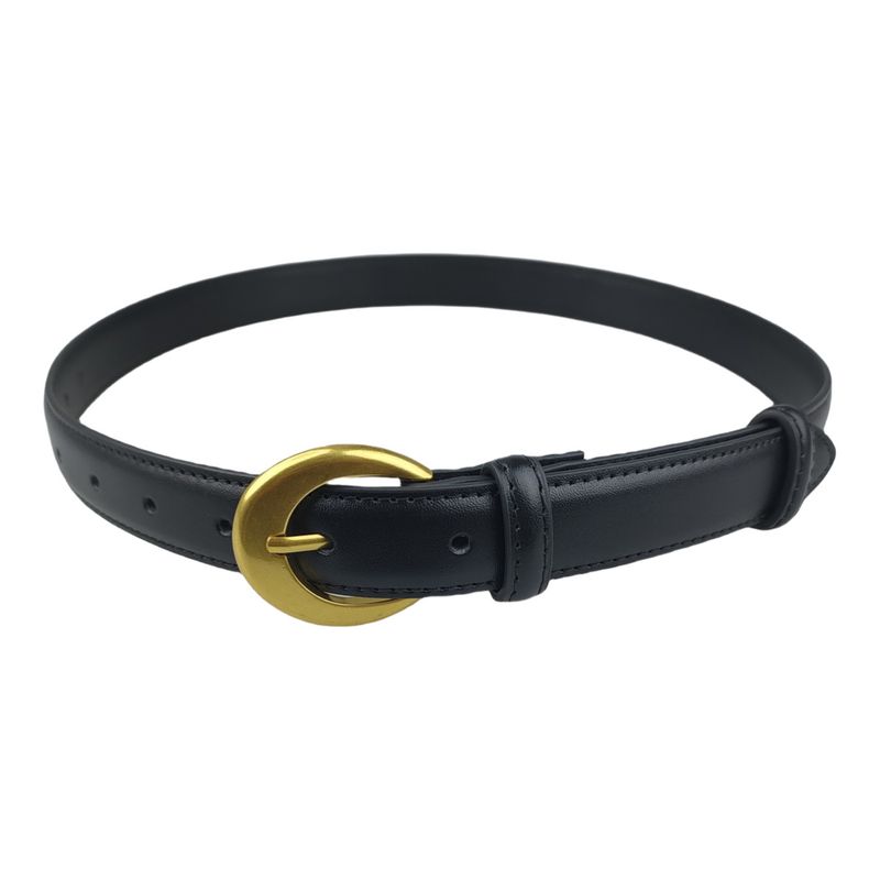 Cintura con fibbia ad ardiglione di alta qualità, semplice, versatile, decorativa, di tendenza, casual, da donna._voghion.com