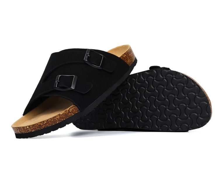 SHLIANG New Summer Men's Soft Wooden Slippers Couple Sandals Beach Shoes Outer Wear Leather Cross-Border Water Sandals Y0574_voghion.com