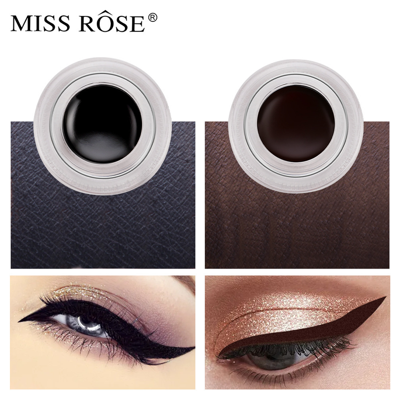 MISS ROSE Eyeliner in crema bicolore a due flaconi, resistente al sudore e impermeabile, di lunga durata, non facile da sbavare, per principianti. Eyeliner_voghion.com