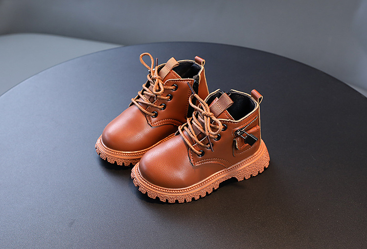 Scarpe per bambini Moda per ragazzi Doc Martens stivali singoli con suola morbida e cerniera laterale_voghion.com