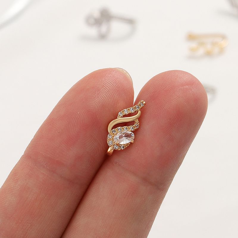 Anello a forma di U con corona a forma di cuore a forma di stella intarsiata in rame senza clip, accessorio per il naso non perforato, decorazione con foratura_voghion.com
