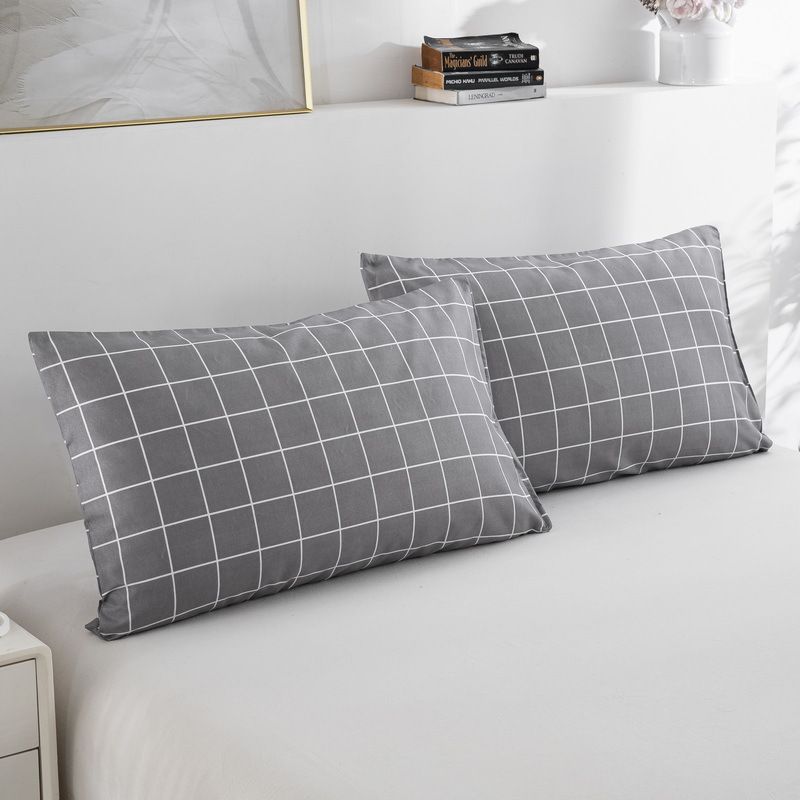 Gray Grid Checkered Mattress Cover Polyester 3D Printed Bedspread_voghion.com