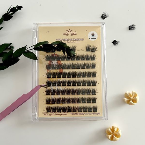 3D Self-Adhesive False Eyelashes (8 Rows) With Tweezers - Natural & Voluminous Look, Beginner-Friendly, Long-Lasting Hold, Perfect For Daily &am_voghion.com