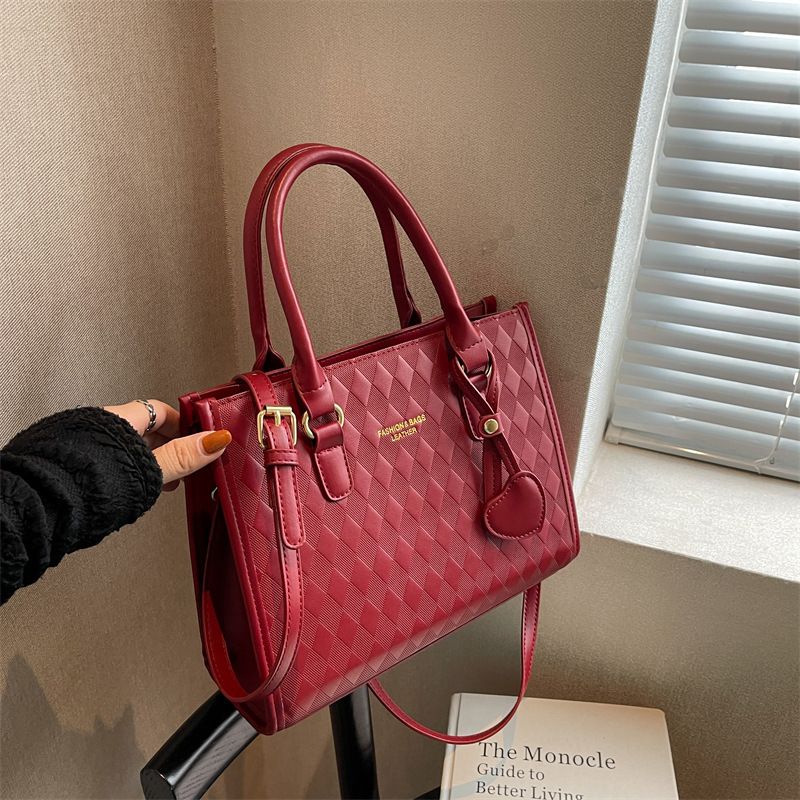 Borsa a mano trapuntata di grande capacità, regalo di nozze per la sposa rossa, borsa da damigella d'onore, per donna, 2025, nuova casual_voghion.com