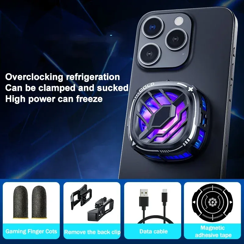 New X76 Pro Mobile Phone Semiconductor Freeze Cooling Fan Radiator Magnetic Back Clip 2 In 1 For IPhone Android PUBG_voghion.com