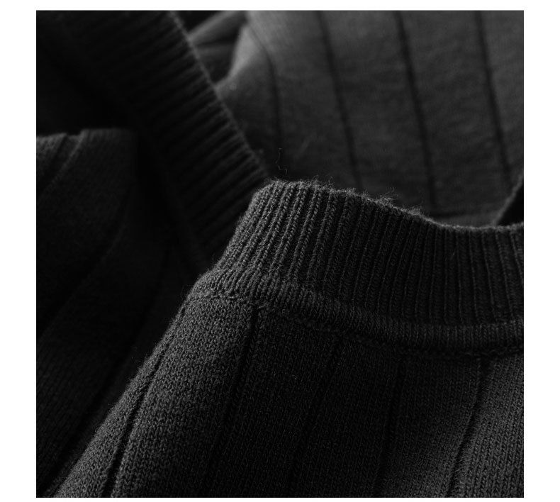 Men's Business Casual Knit T-Shirt - Slim Relaxed Fit, Breathable Polyester, Striped Short Sleeve Top (Black)_voghion.com