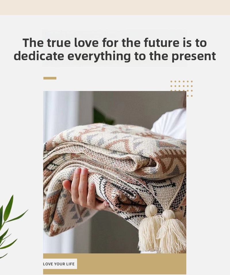 Coperta lavorata a maglia per il pisolino del divano letto Bohemian Air Conditioning Nordic FleeceCashmere_voghion.com