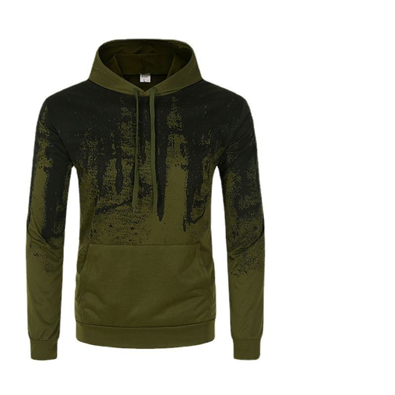 Herren Splash Print Herbst und Winter Fleece Sportswear Kapuzenpullover + Jogginghose Zweiteiliges Sweatshirt-Set_voghion.com
