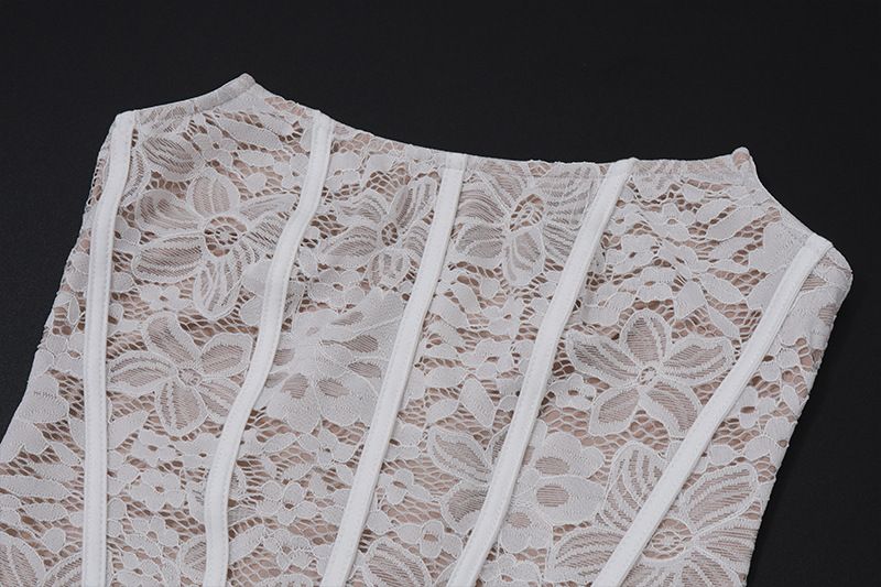 ins2025 Nuovo abito estivo sexy in pizzo con lacci e rete sottile senza spalline per le donne_voghion.com
