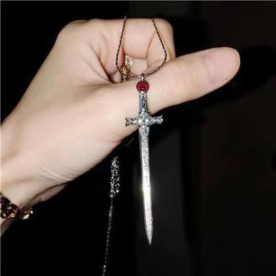 Sword Pendant Necklace Fashion Gift Sweater Chain Necklace_voghion.com