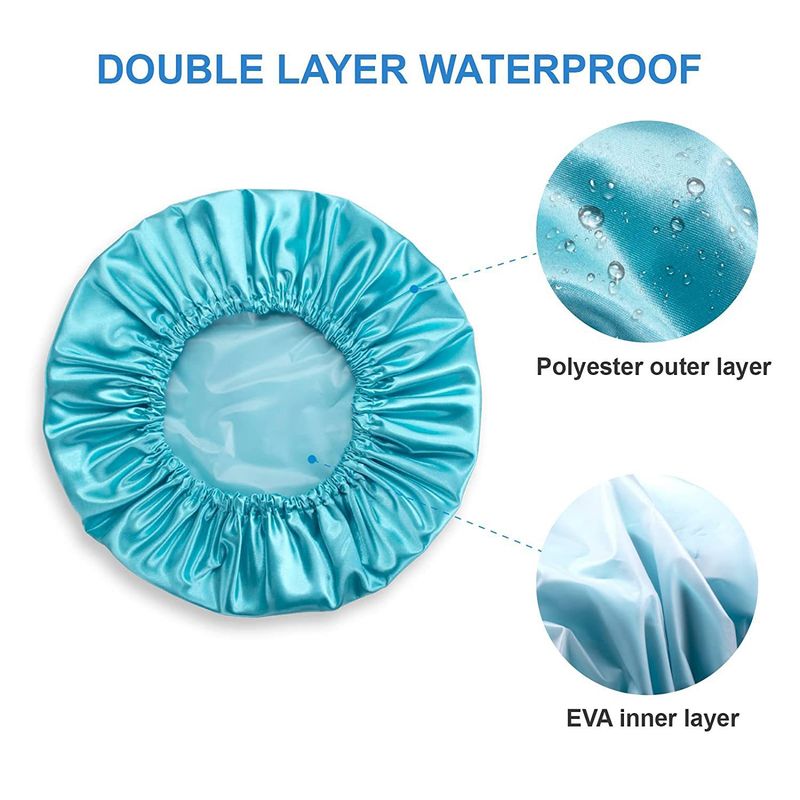 Waterdichte douchekap voor dames - herbruikbare dubbellaagse haarbescherming (elastisch en verstelbaar, universele pasvorm voor baden, zwemmen en spa)_voghion.com