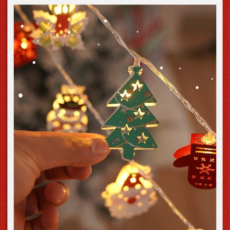 Cross-Border Outdoor Christmas Tree Decoration Santa Claus Atmosphere LED String Lights_voghion.com