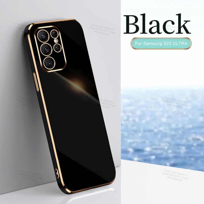 Lüks Elektrolize Kapak Kılıf Samsung S22 Ultra Plus Samsung İçin Yumuşak Silikon Lens Koruması_voghion.com