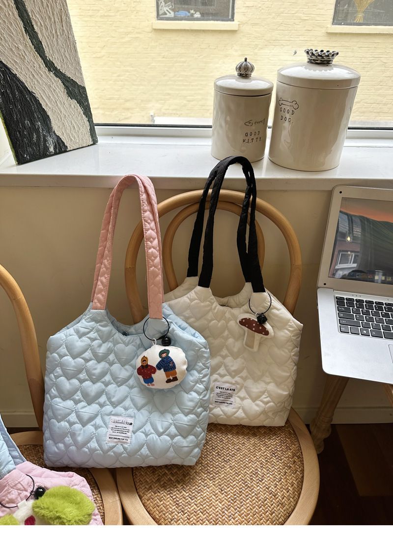 Kremowa torba kamizelka 2023 nowa duża pojemność płócienna torba damska kontrastowy kolor pikowana torba pod pachami Torba studencka_voghion.com