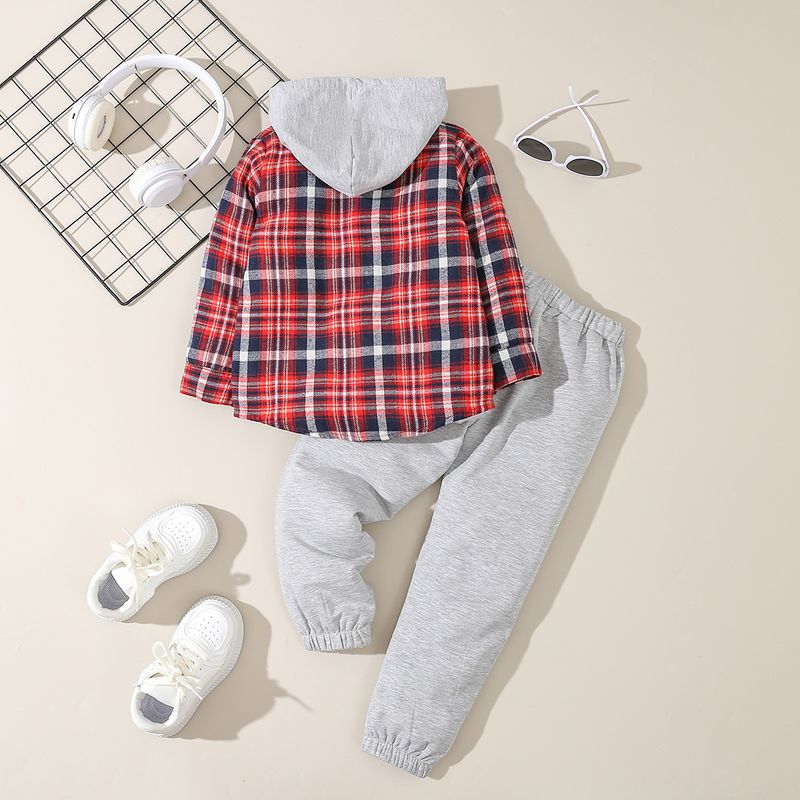 2024 Autunno Nuovo Uomo Abbigliamento Lettera Stampata Felpa Con Cappuccio A Scacchi Cappotto Pantaloni Set_voghion.com