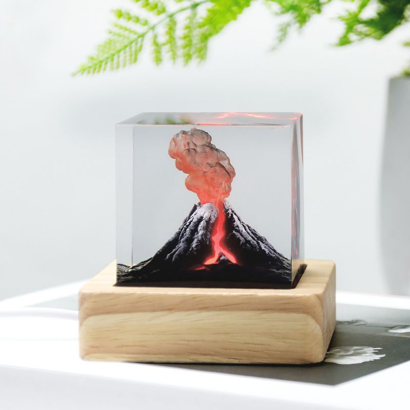 Guarigione Eruzione Vulcanica Giurassica Desktop Creativo Ufficio Piccoli Ornamenti Casa Camera da Letto Luce Notturna Regalo di Compleanno_voghion.com