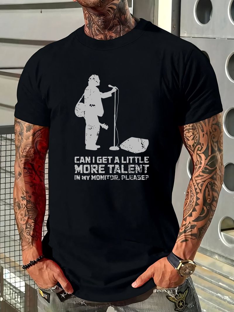 Maglietta "Più talento in Monitor Please" da uomo, abbigliamento firmato, leggermente elegante, unisex, traspirante, estiva, comoda, morbida ed elasticizzata._voghion.com