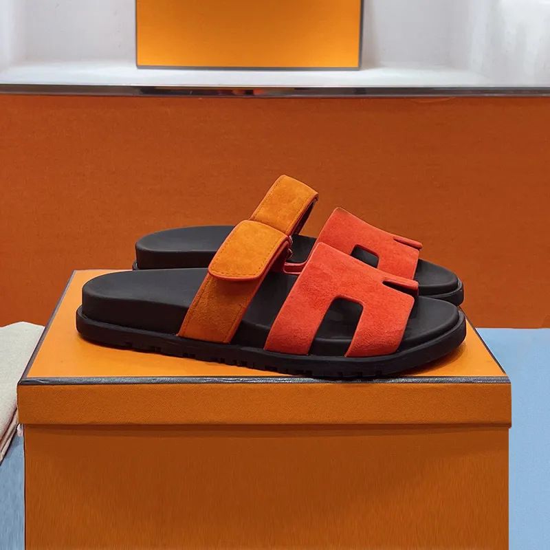 Ciabatte da spiaggia con nastro magico H in pelle di mucca, per donna, con una sola parola, stile da coppia_voghion.com
