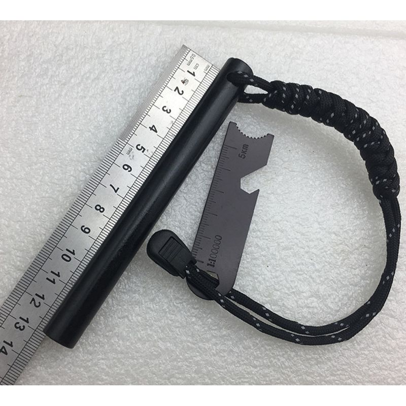 12.7*127mm Outdoor Flint Magnesium Rod Fire Starter Survival Scraper With 7 Heart Paracord Or Reflective Cord_voghion.com