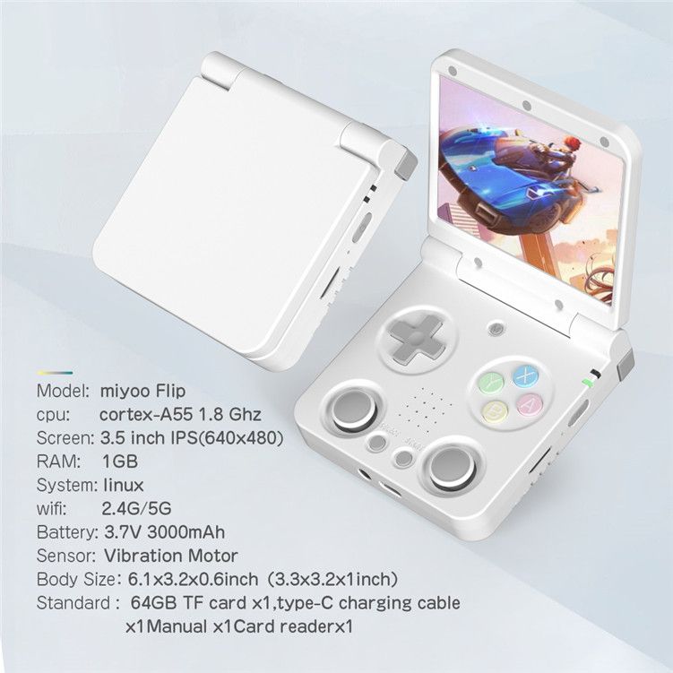 Miyoo Flip V2 3.5-inch Mini Smart Folding Handheld Game Console Screen Projection For Online 2-person Gaming_voghion.com