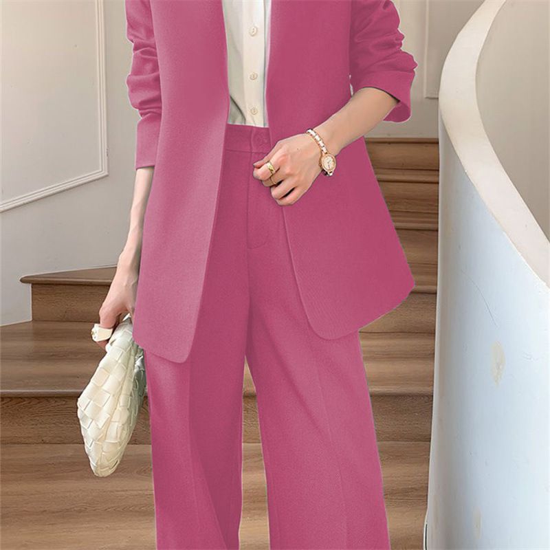 Damenbekleidung Königsblauer Anzug Zweiteiliger Anzug Anzug im neuen Stil im Pendlerdesign für Damen Mehrere Farben optionale Anzugjacke_voghion.com