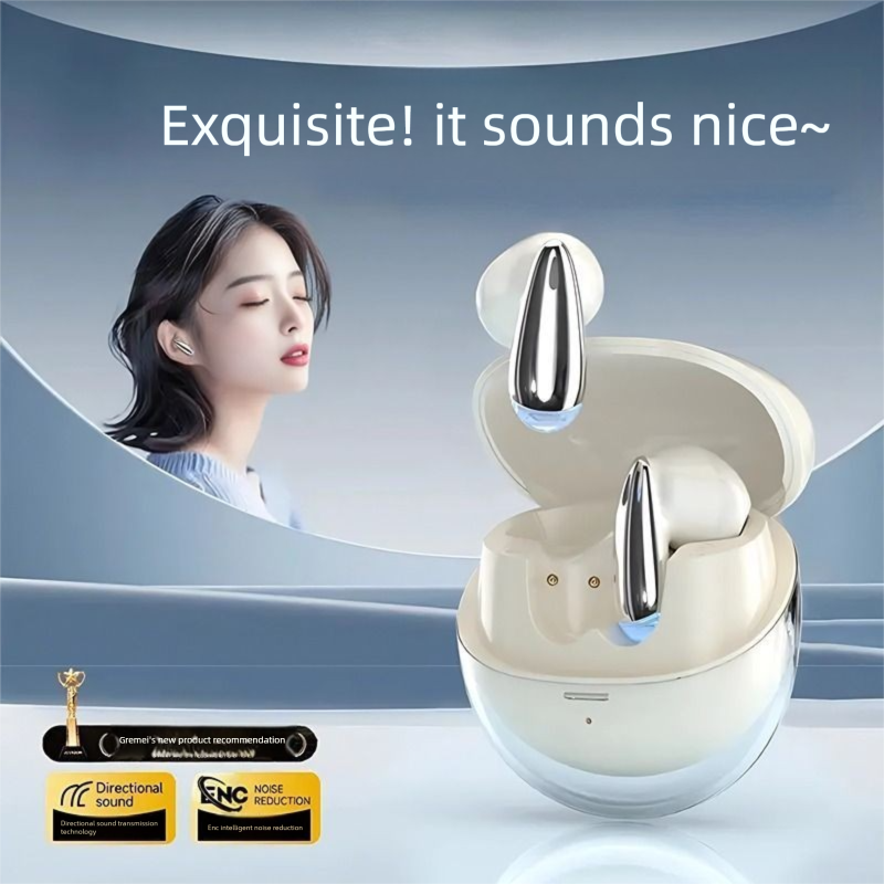 2025 New True Wireless Water Drop Bluetooth Earbuds Semi-In-Ear Noise Cancelling Sports Running Long Battery Life High_voghion.com