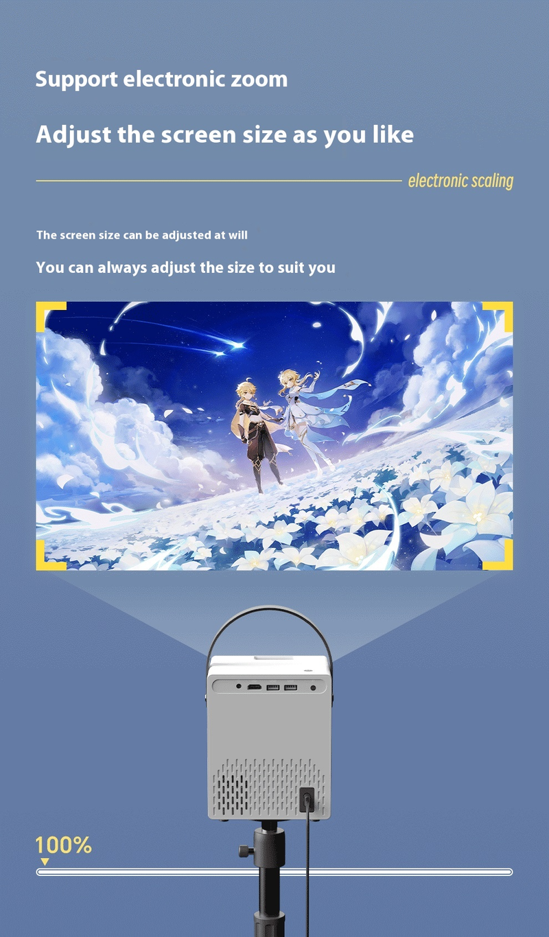 4K 1080P Smart Projector, 200" Screen 8500L With WiFi Bluetooth - Portable Outdoor Mini Projector For Home Theater, Gaming, Camping With 20% Off_voghion.com
