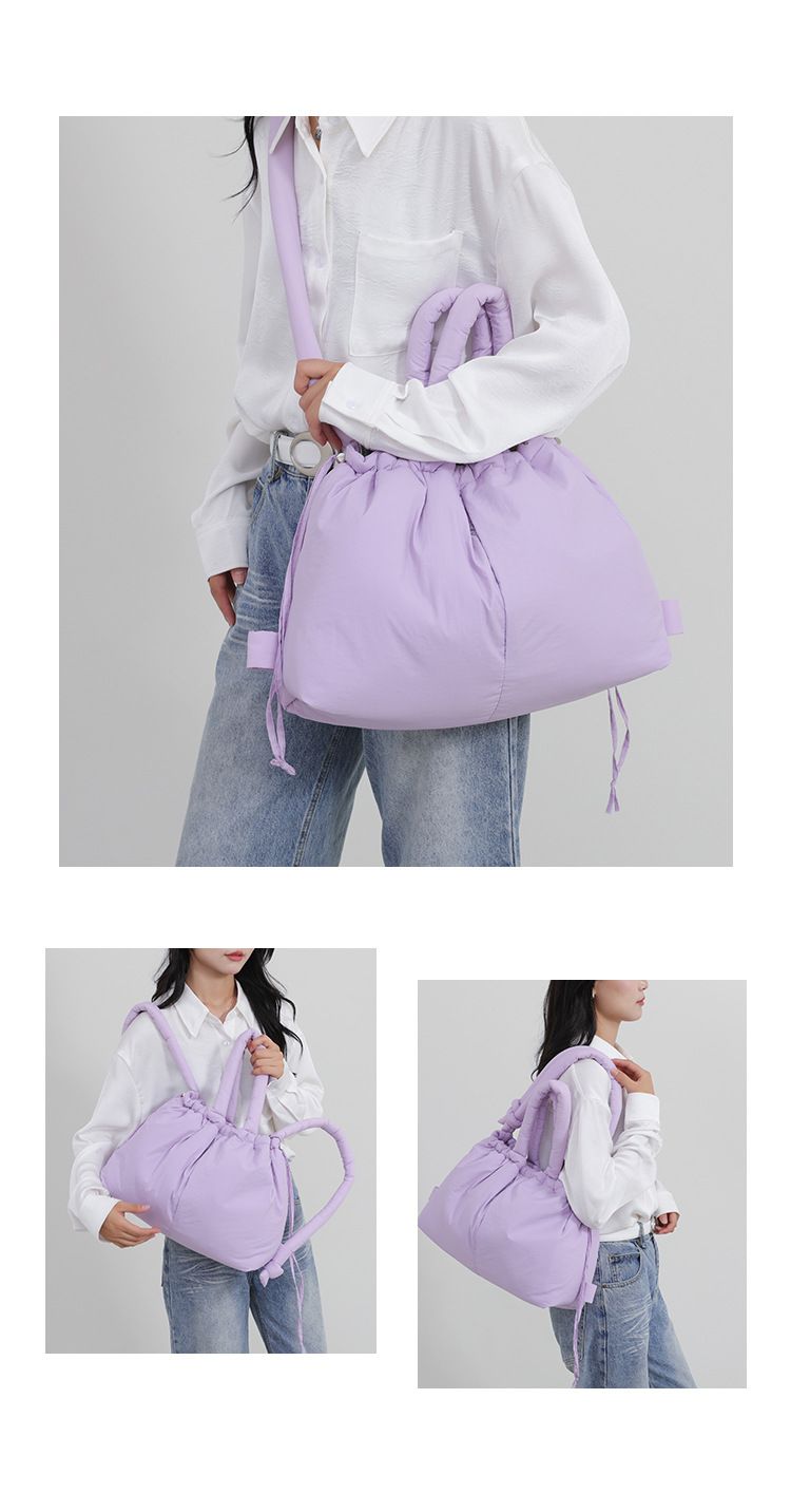 New style portable down cotton bag winter versatile fashion shoulder messenger bag multifunctional pleated casual backpack_voghion.com