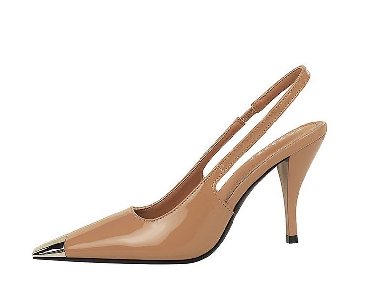 Women's Elegant Square-Toe High Heels With Metal Accents, Open Back & Ankle Strap - Ultra High Stiletto Heels For Parties & Evening Events_voghion.com