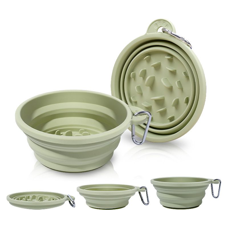 Shenzhen Factory Custom Pet Folding With Suction Cup Silicone Anti-Choke Slow Feeder Bowl_voghion.com