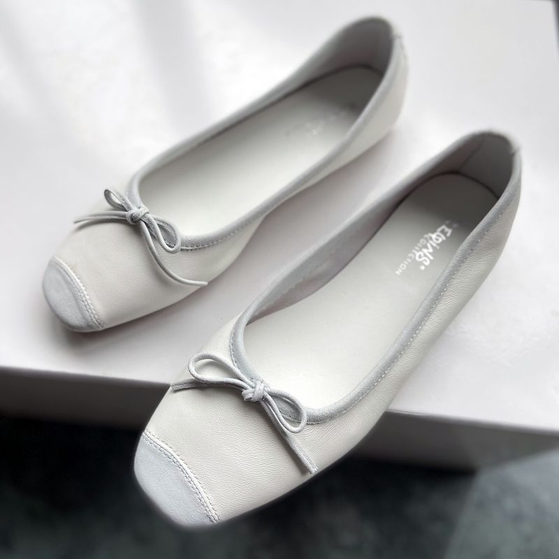 Niche Reqins Ballettschuhe aus echtem Leder, französischer Retro-Stil, flach, eckige Zehenpartie, Schleife, Tanzschuhe für Damen_voghion.com