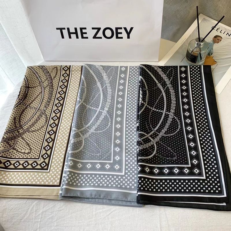 90cm unregelmäßiges Design Simulation Temperament Seidenschal Stirnband Riemen atmungsaktiv Sonnenschutz_voghion.com