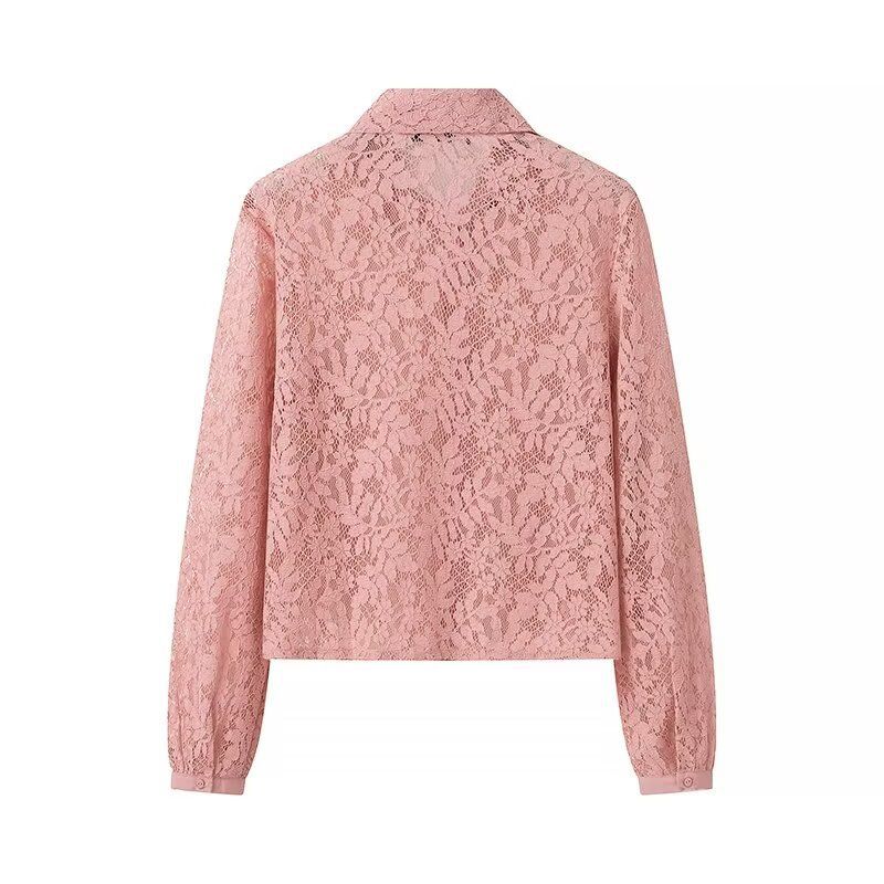 Abbigliamento donna autunno e inverno nuovo stile elegante top in pizzo camicia a maniche lunghe_voghion.com