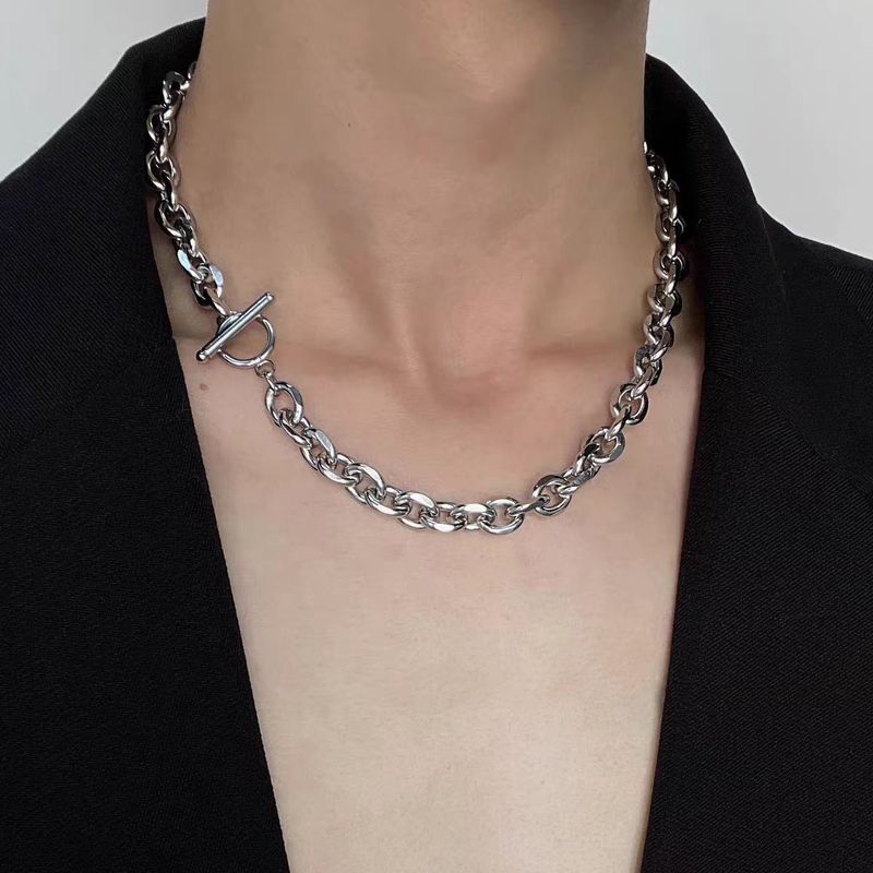 OT Buckle Cuban Titanium Steel Necklace And Women, Ins Hip-Hop Street Cool Non-Fading Choker Cold Style Clavicle Chain_voghion.com