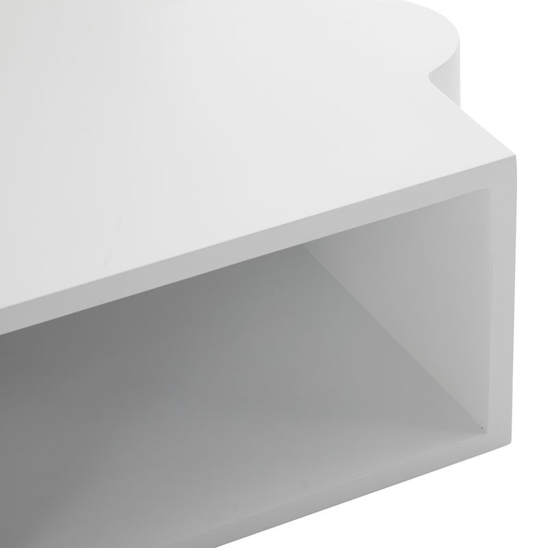 Table basse unique blanche à motif puzzle (65 x 65 x 32 cm), table basse rembourrée en MDF, table basse de salon art abstrait pour une décoration d'intérieur moderne._voghion.com