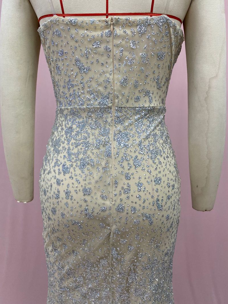 Abiti da ballo di lusso in cristallo 2025, sexy, con scollo a cuore, perline e paillettes, spacco, abito da sera, fatto a mano, da sposa._voghion.com