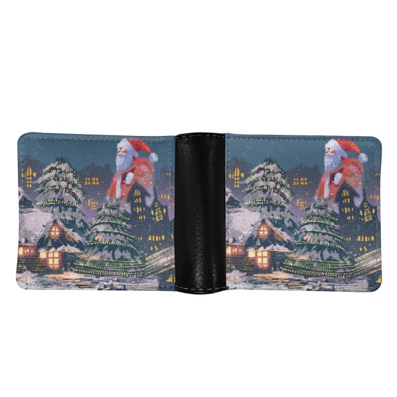 Animal Stripe Santa Claus Men's Fold Simple Leather Wallet DIY Print Available_voghion.com