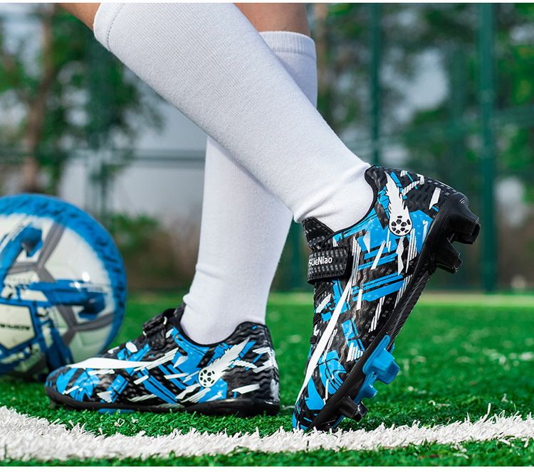 Nuove scarpe da calcio per bambini transfrontaliere per studenti, ragazzi e ragazze, TF, unghie rotte, velcro, scarpe da allenamento traspiranti da donna_voghion.com