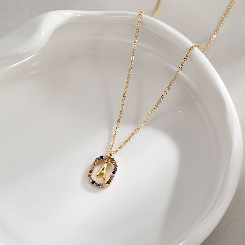 Fashion New Fashion 26 Pendant Sterg Sier Colorful Zirconia Letter Necklace Gift for Women Fine Jewelry_voghion.com